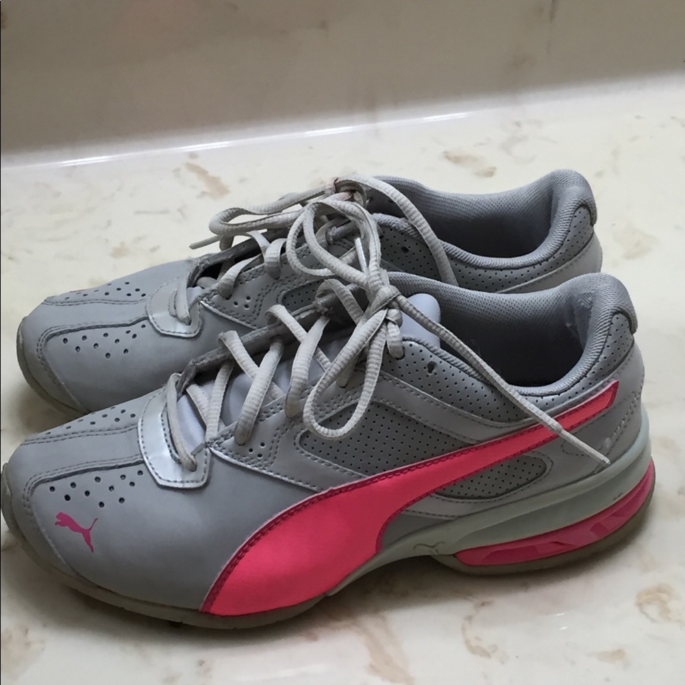 Gray and Pink Puma Sneakers